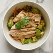 Miso-glazed Chicken Breast with Grilled Vegetables and Walnut Miso Sauce